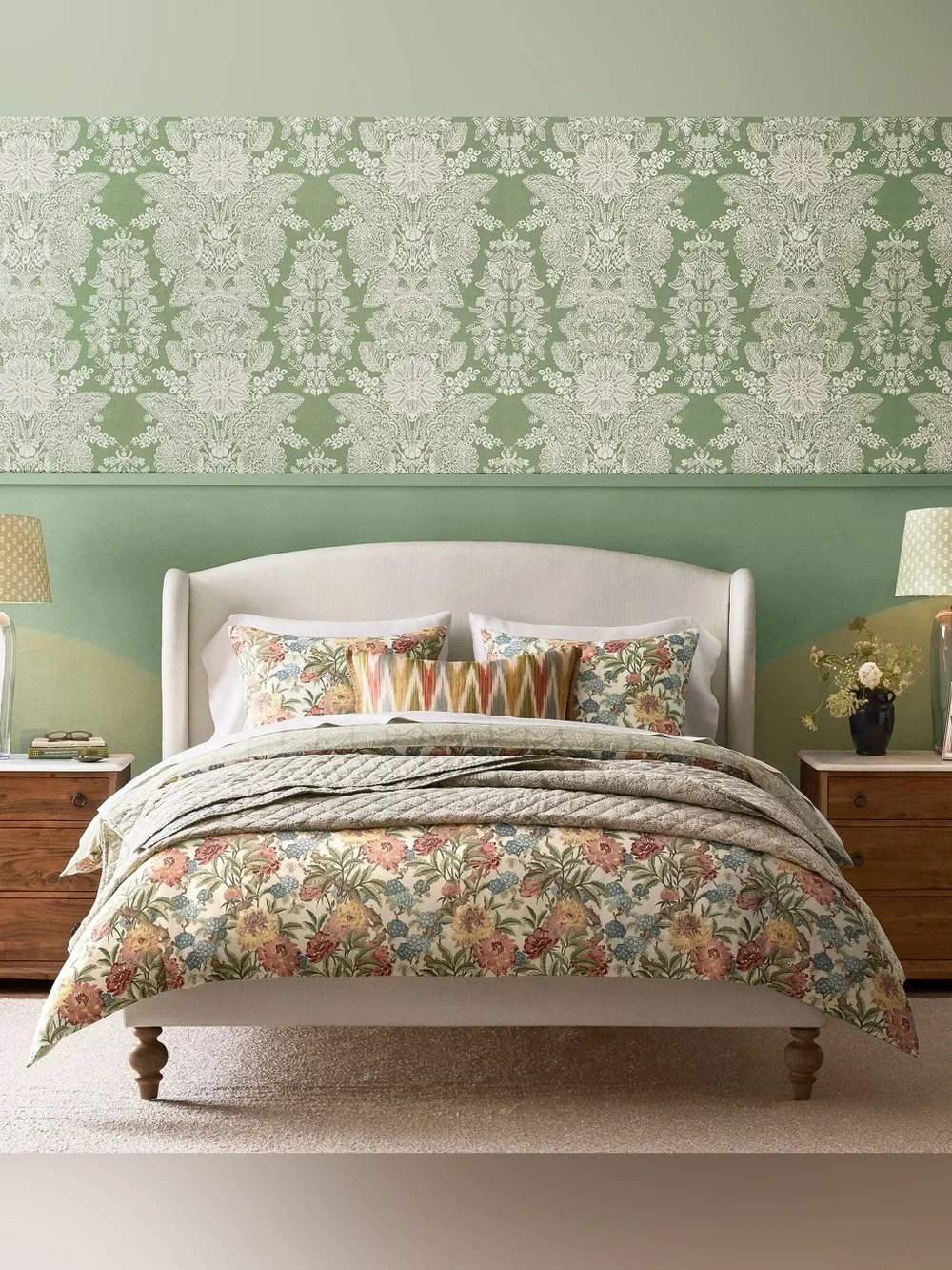 NWOT Pottery Barn Reversible Kravet Garden Floral Ikat Duvet Cover and Insert
